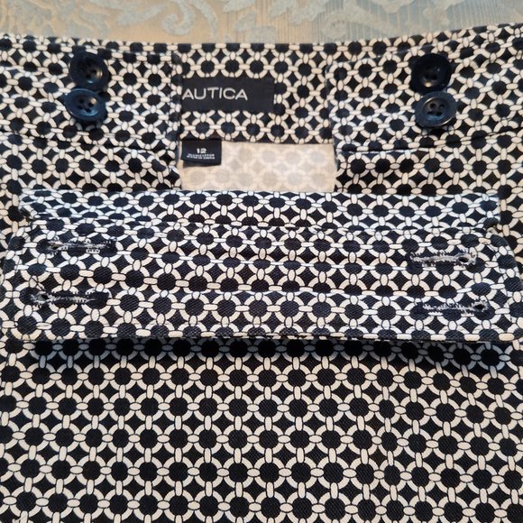 Nautica navy blue & white nautical style, patterned skirt, excellent cond. sz 12 - Picture 3 of 5